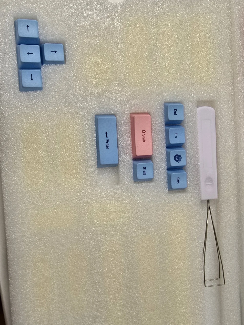 Custom Pink White Blue Mechanical Keyboard Keycap Set - Sakura Design